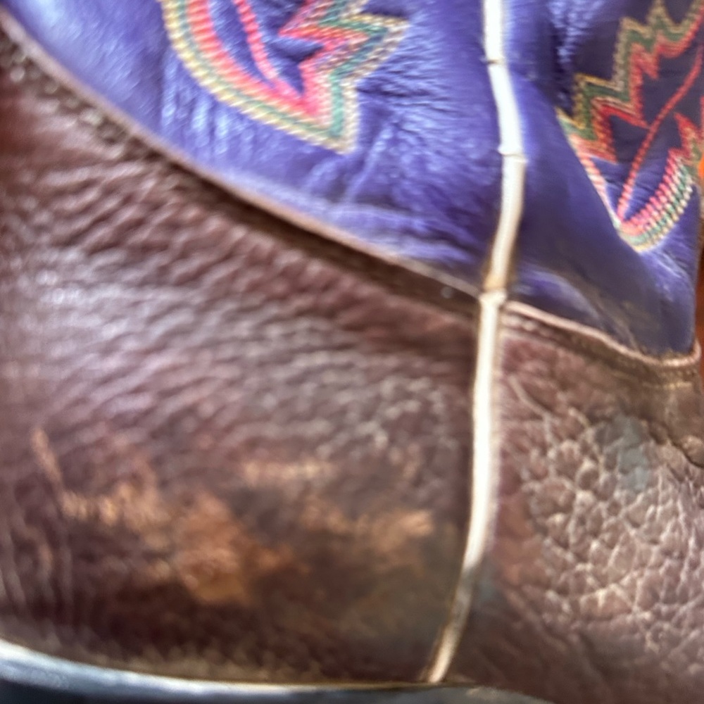 Justin Boots Purple and Brown Women's Cowboy Boots - Picture 12 of 16